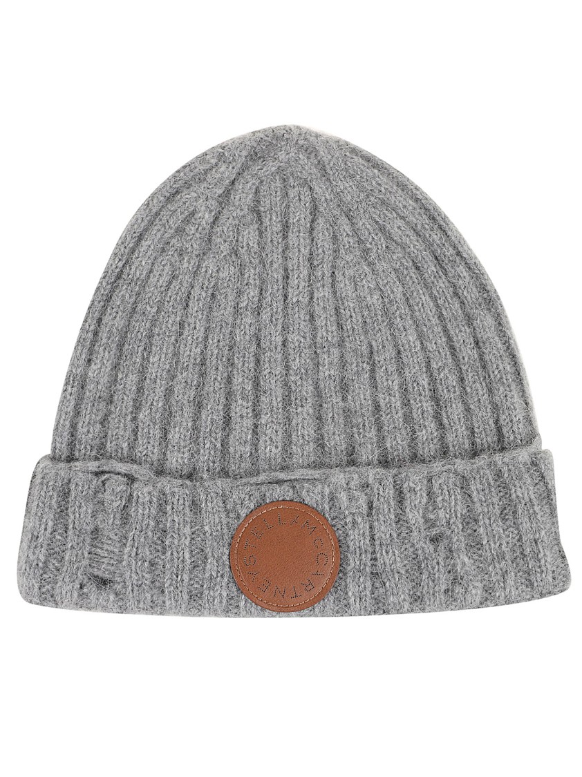 Stella Mccartney Distressed Alpaca Beanie In Grey