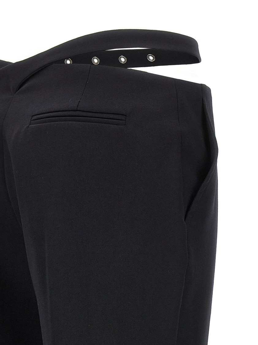 Attico Black Belt Detail Trousers In Black