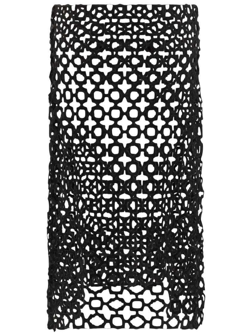 Niccolò Pasqualetti Cotton Skirt With Geometric Pattern In Black