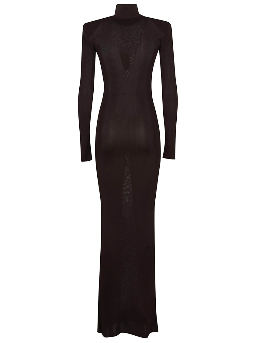 Self-portrait Form-fitting Black Maxi Dress In Black