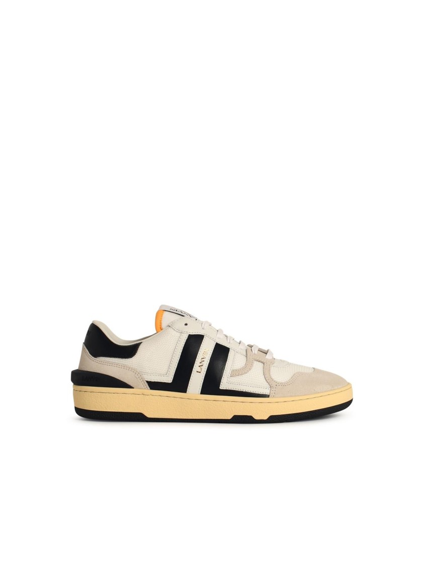 Lanvin Black And White Leather Clay Low Mesh Sneakers In Neutrals