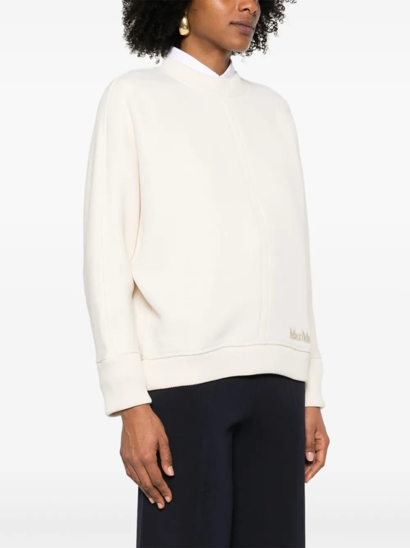Max Mara Long-sleeved Wool Cashmere Sweater In Neutrals
