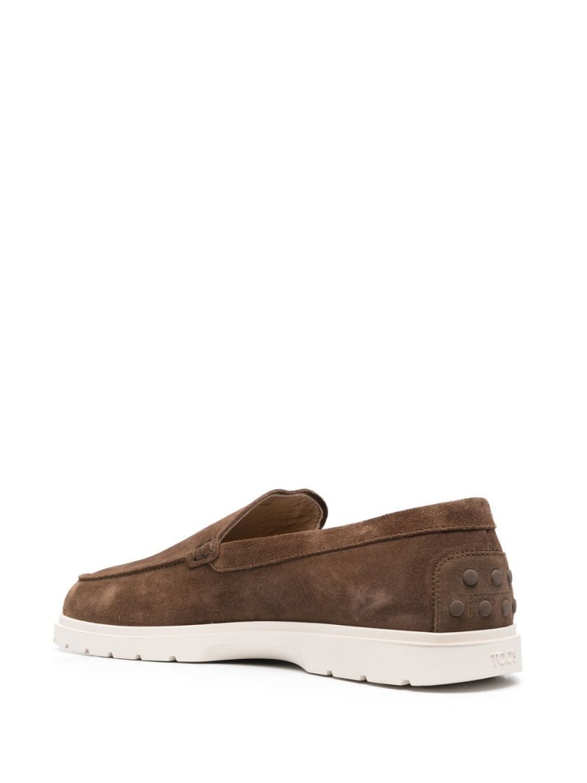 Tod's Chunky Rubber Sole Round Toe Loafers In Brown