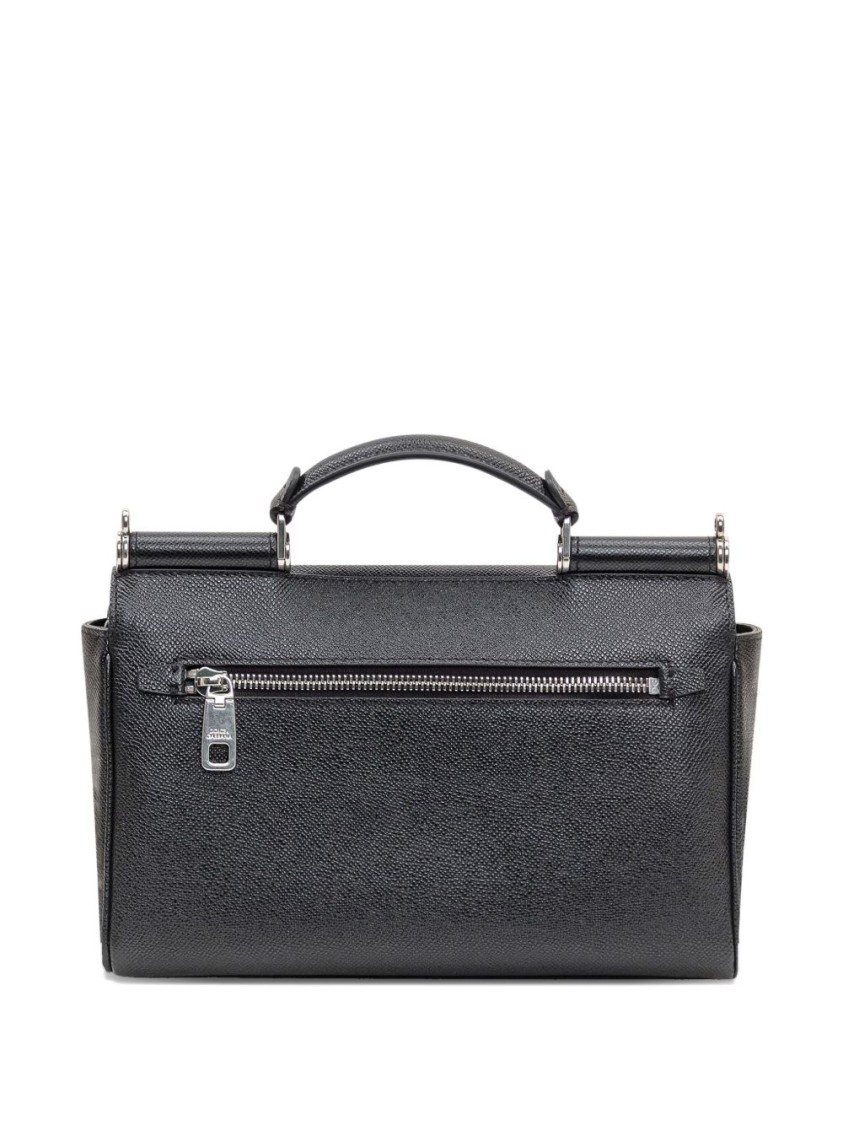 Dolce & Gabbana Structured Black Bag With Top Handle And Detachable Strap In Black