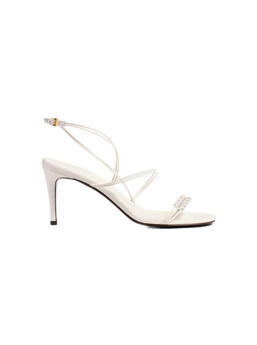 Khaite Loop Sandals With Beads Optic White In Neutral
