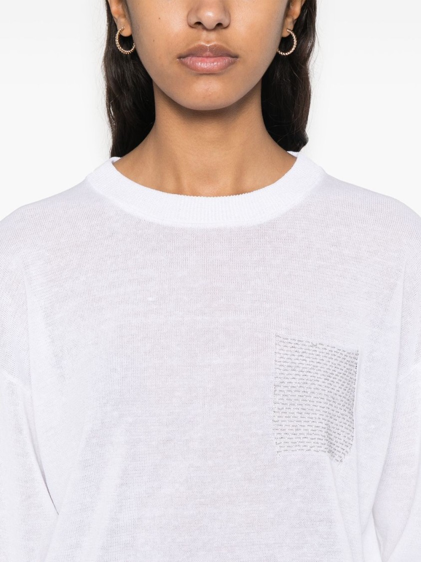 Shop Peserico Lightweight White Knit Sweater