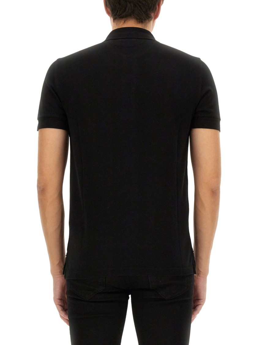 Tom Ford Black Short-sleeves Polo In Cotton Piquet Jersey Man In Black