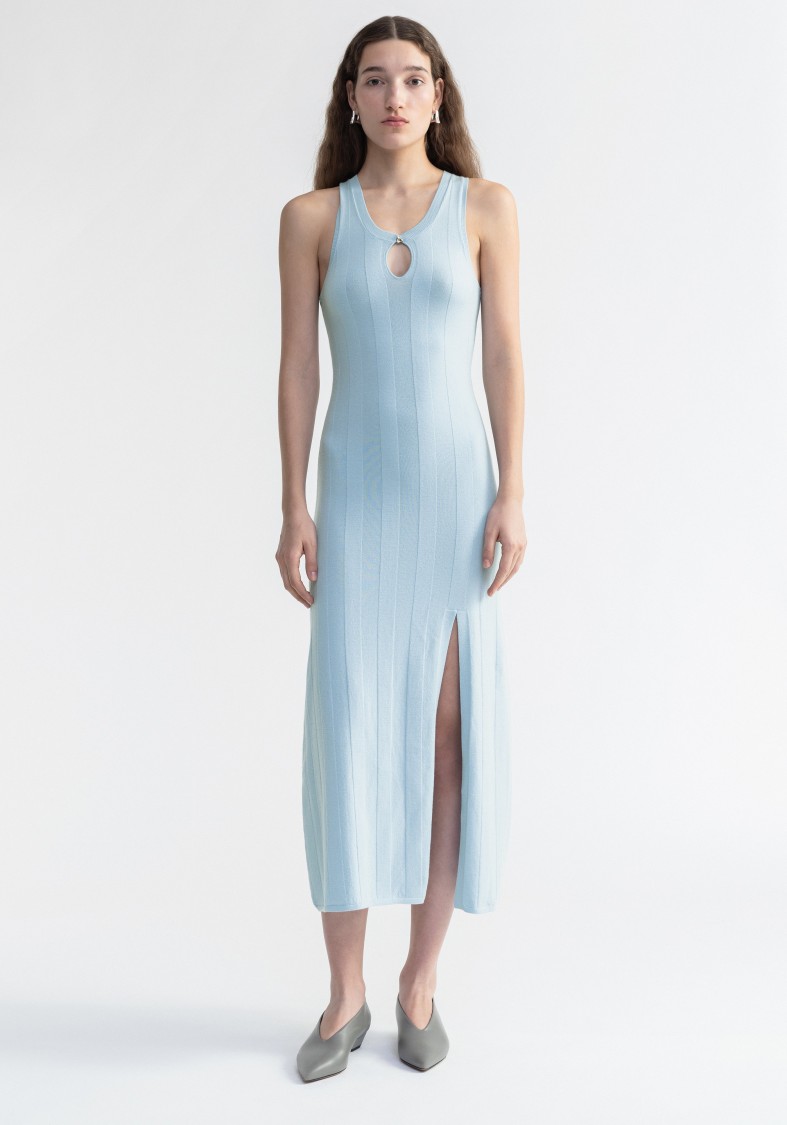 Aeron Belle - Extrafine Merino Wool Maxi Dress In Blue