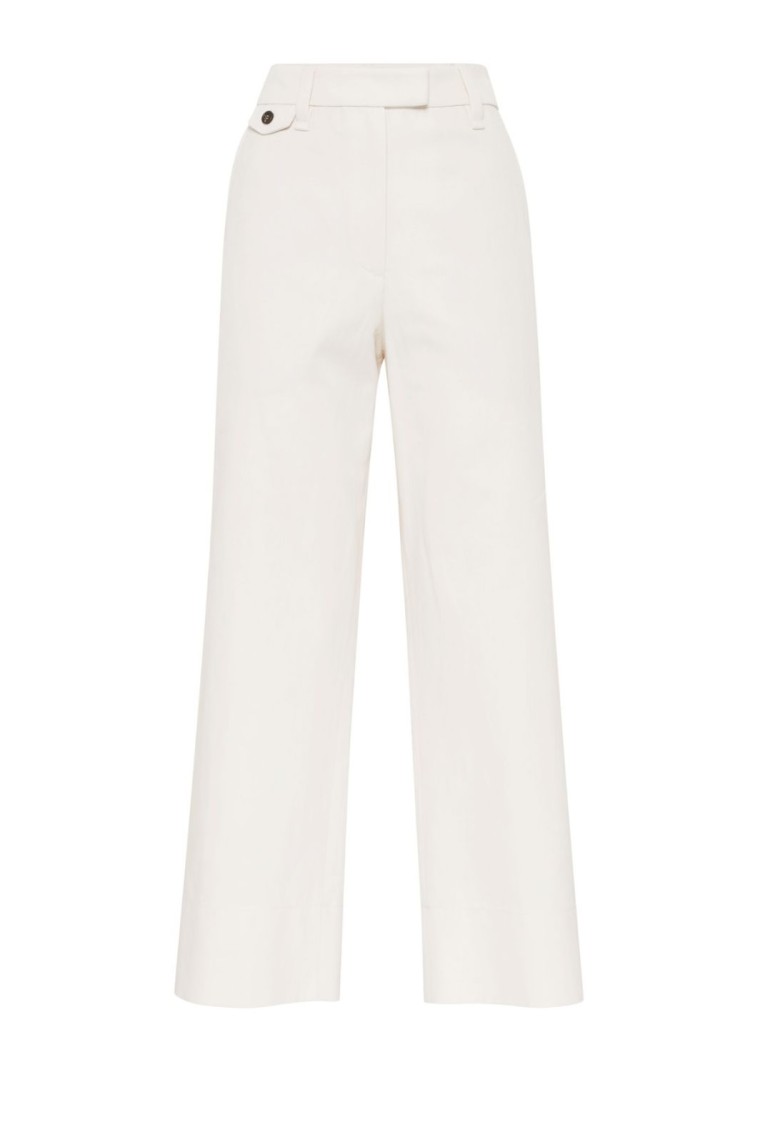 Brunello Cucinelli Wide-leg Trousers With Tailored Silhouette And Soft Finish In White