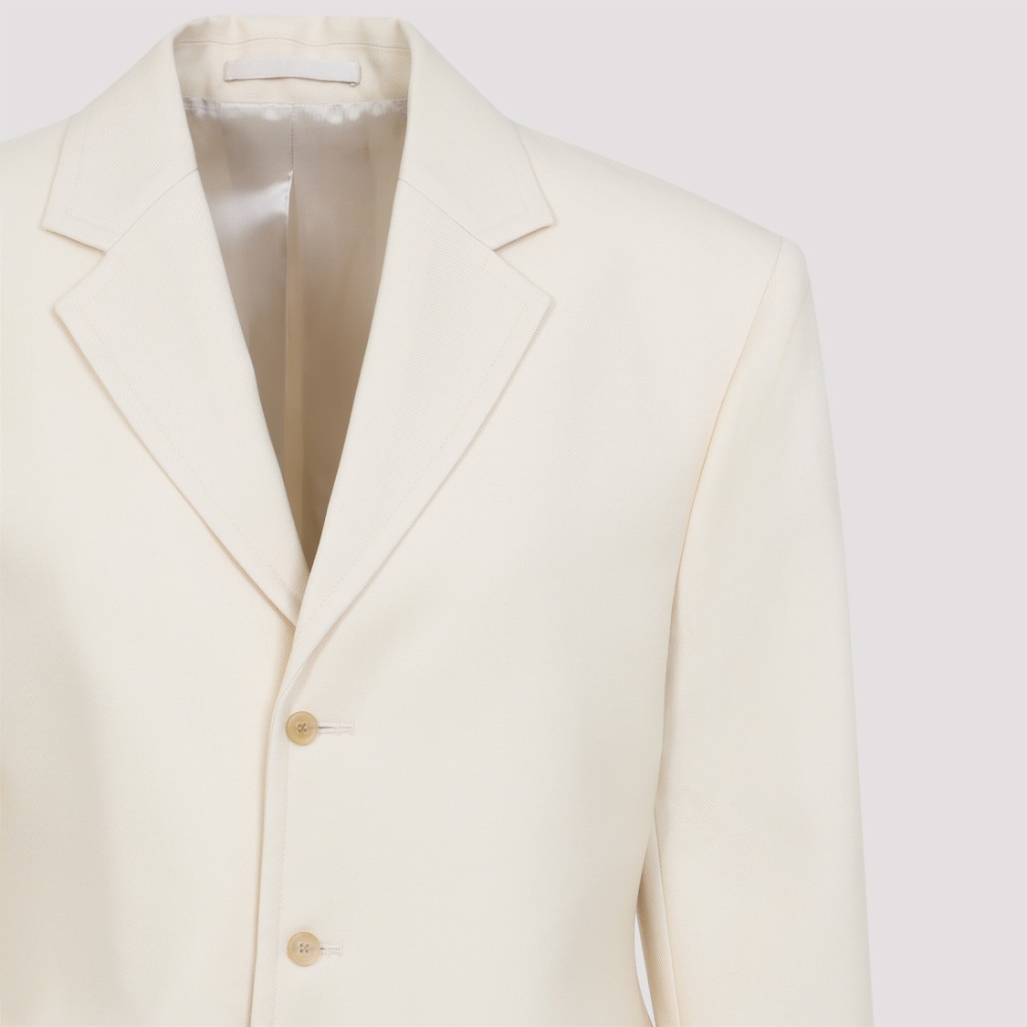 Shop Carven Parchment White Wool Blazer With Notched Collar In Neutrals