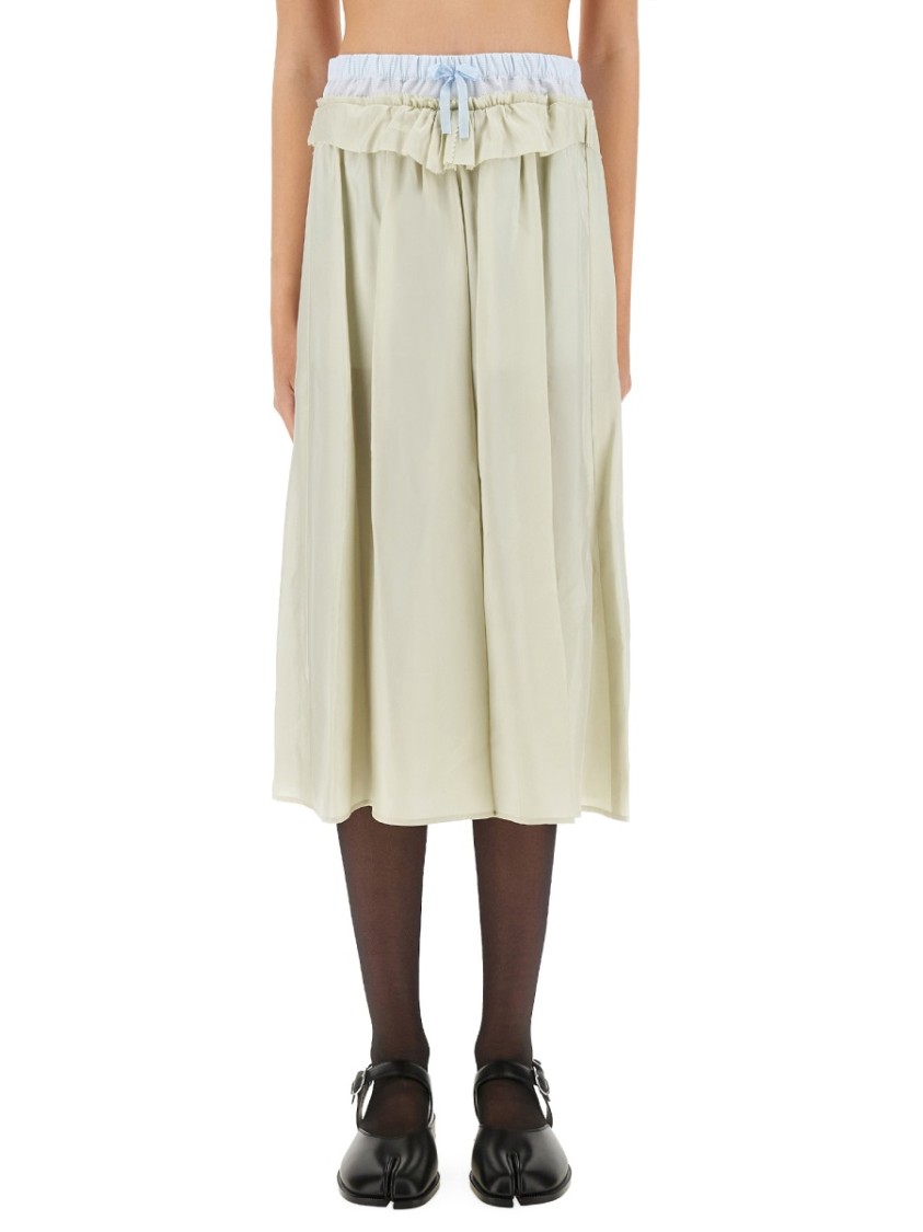 Maison Margiela Viscose Midi Skirt With Contrasting Waistband