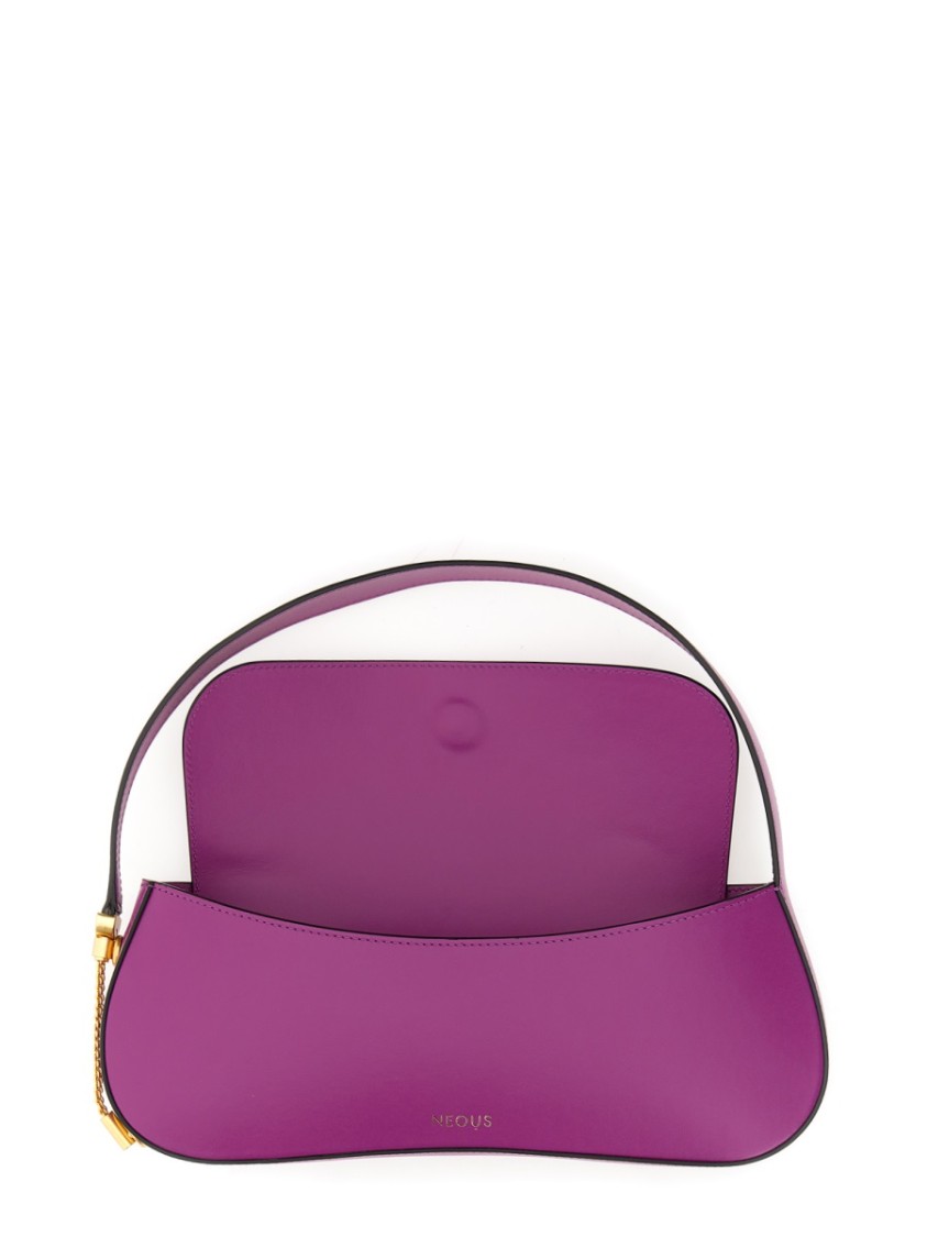 Neous Curved Silhouette Leather Shoulder Bag With Adjustable Handle