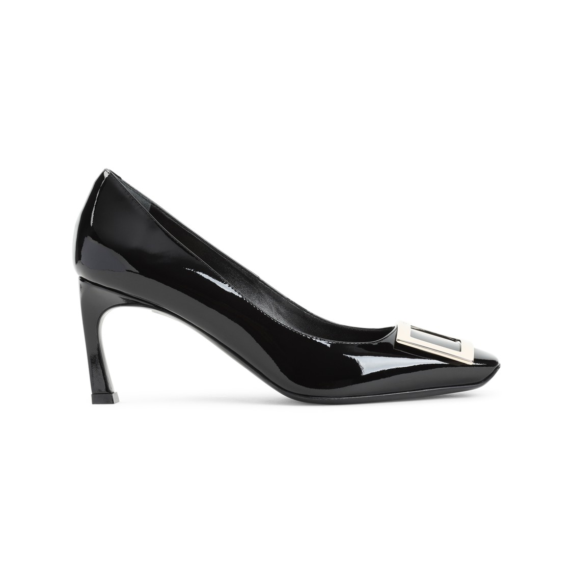 Roger Vivier Belle Vivier T.70 Black Calfskin Pumps With Metal Buckle In Black
