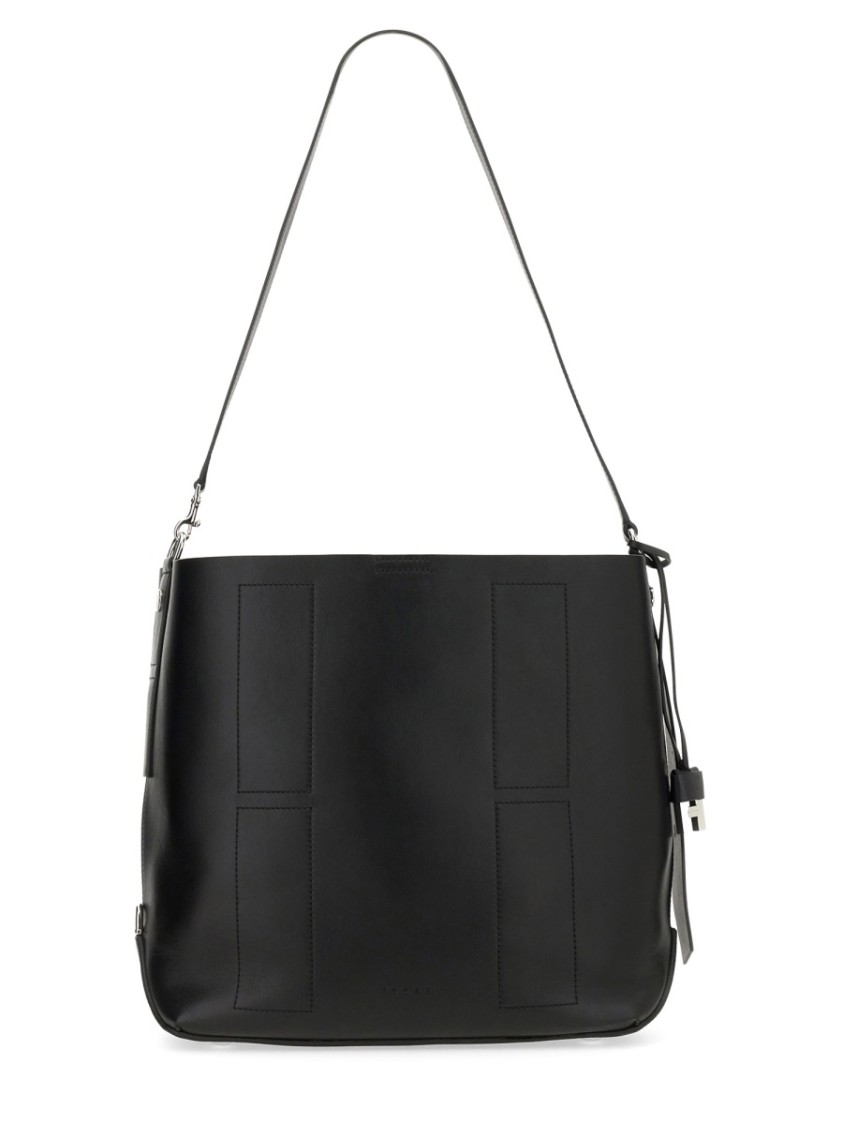 Hogan Medium Leather Shoulder Bag With Adjustable Strap In Black