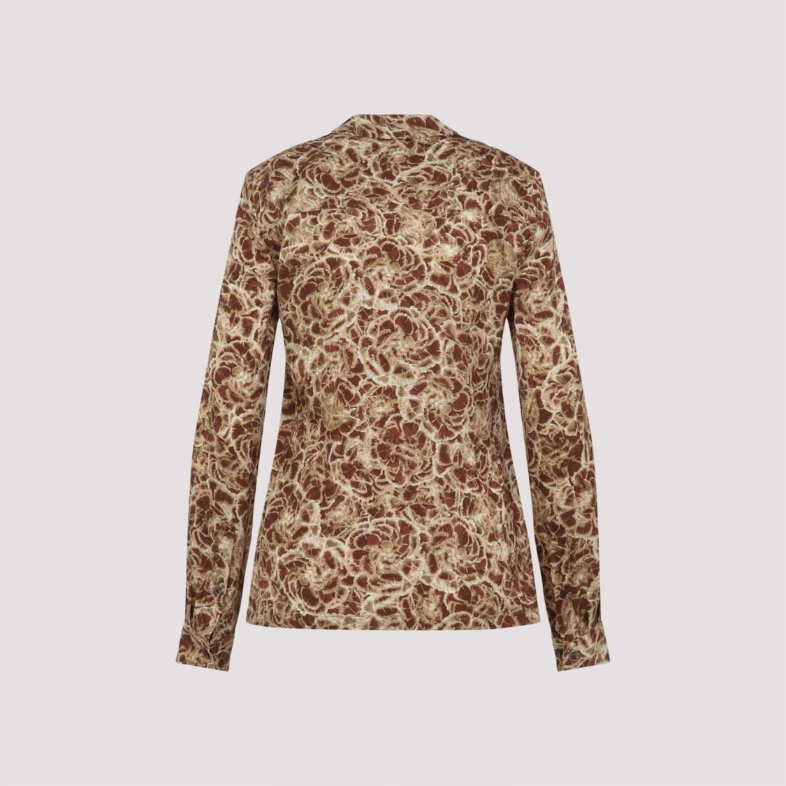 Shop Dries Van Noten Viscose Satin Shirt With Signature Print In Brown