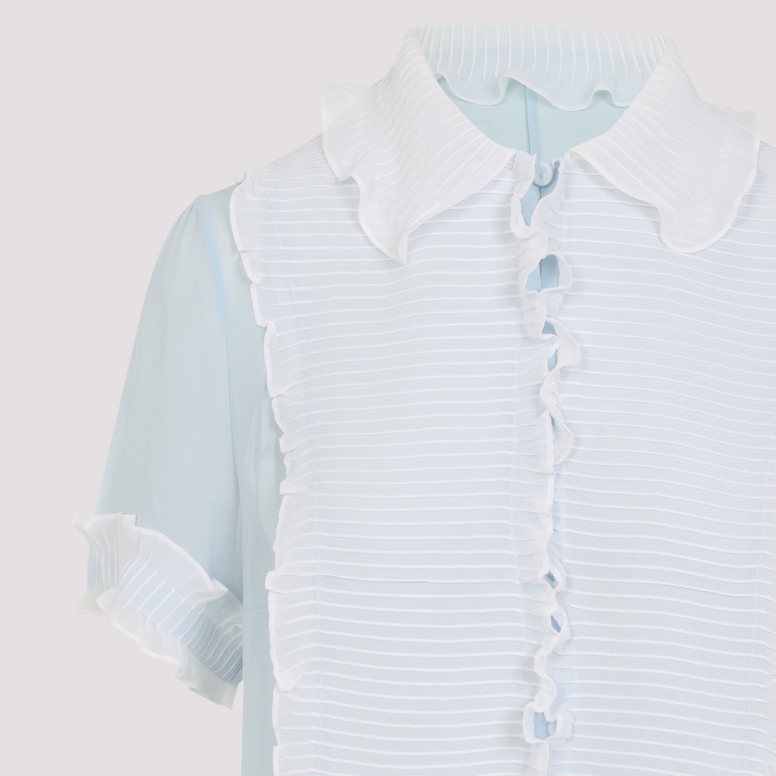 Shop Jil Sander Silk 115 Pl Shirt With Ribbed Ruffled Detailing