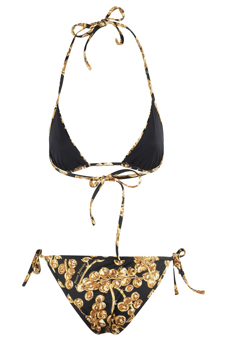 BALMAIN BALMAIN TRIANGLE BIKINI WITH ALL-OVER GOLD PRINT