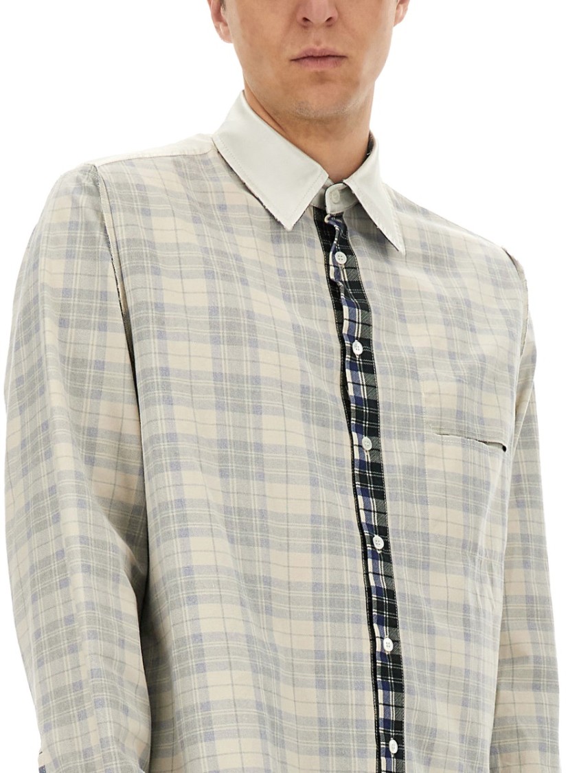 Mm6 Maison Margiela Mm6 By Maison Margiela Plaid Shirt With Classic Collar In White