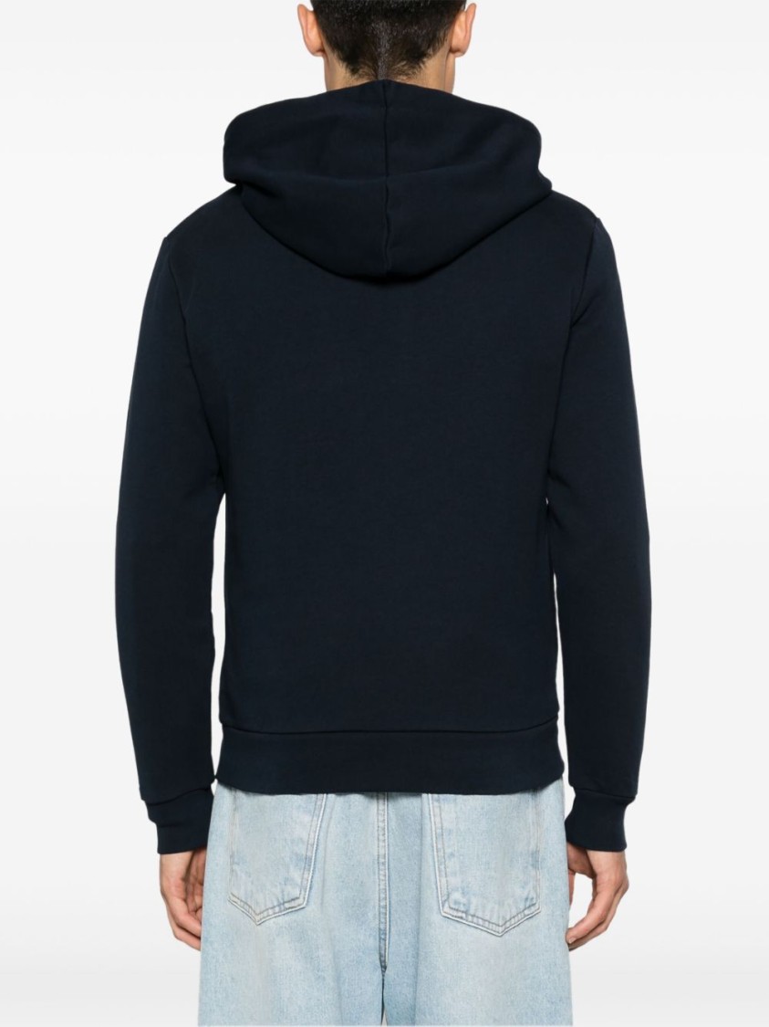 Apc A.p.c. Milo Hoodie With Flocked Logo Print In Blue