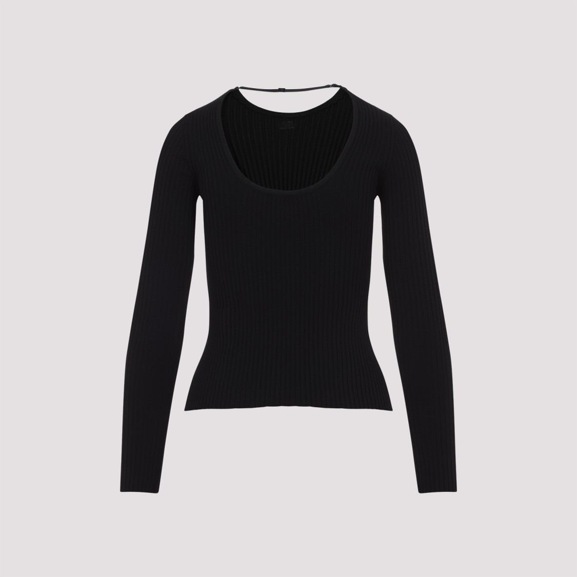 Shop Courrèges Lingerie Strap Rib Knit Black Viscose Pullover