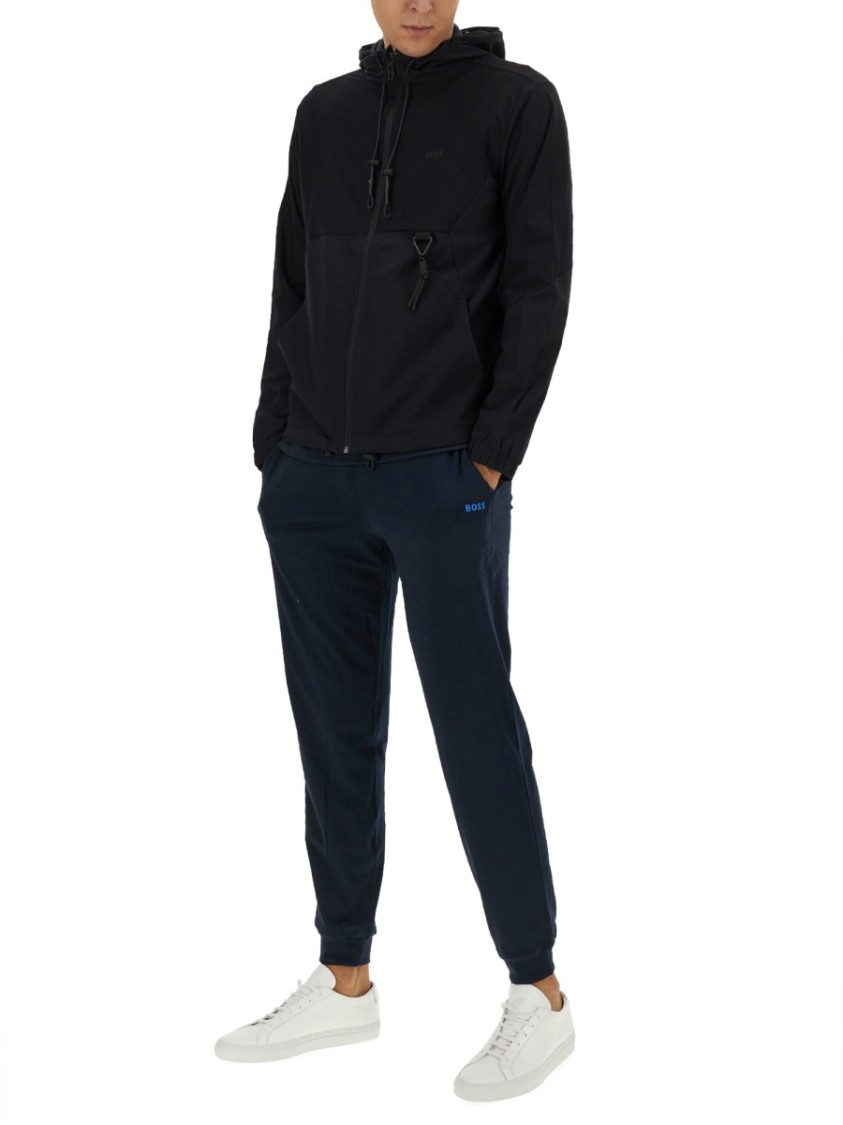 Hugo Boss Regular-fit Zip-up Hoodie With Quick-dry Performance In Black
