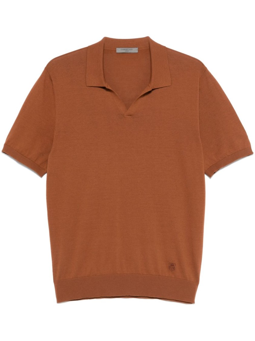 Corneliani Polo Design Brown Sweater With Relaxed Fit In Brown
