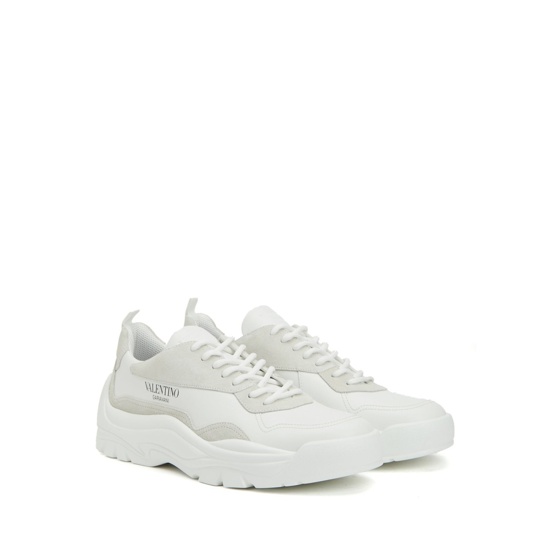 Valentino Two-tone Leather And Suede Gumboy Sneakers In White