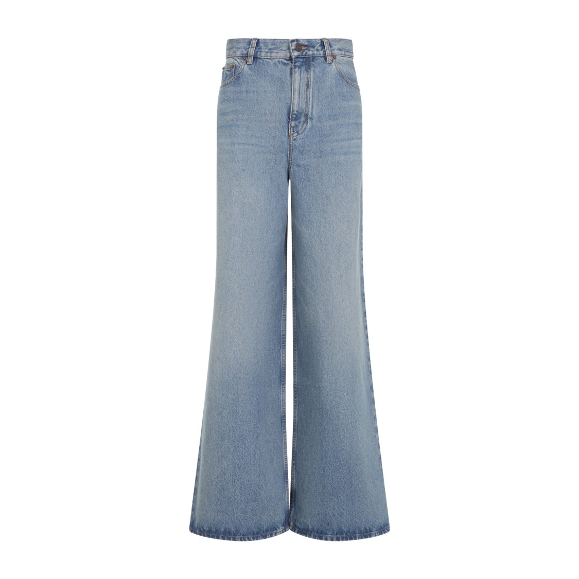 Chloé Belted Flared Wide-leg Cotton Trousers