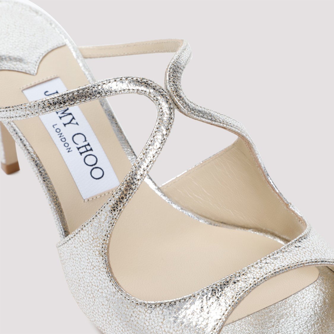Jimmy Choo Womens Champagne Anise 75 Glitter-effect Leather Heeled Sandals In Silver