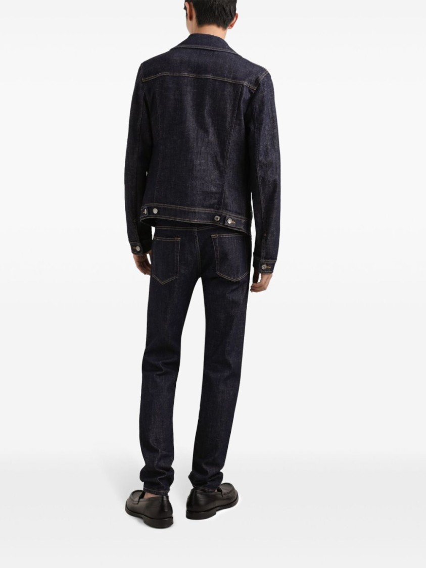 Dolce & Gabbana Classic Denim Jacket With Structured Silhouette In Blue