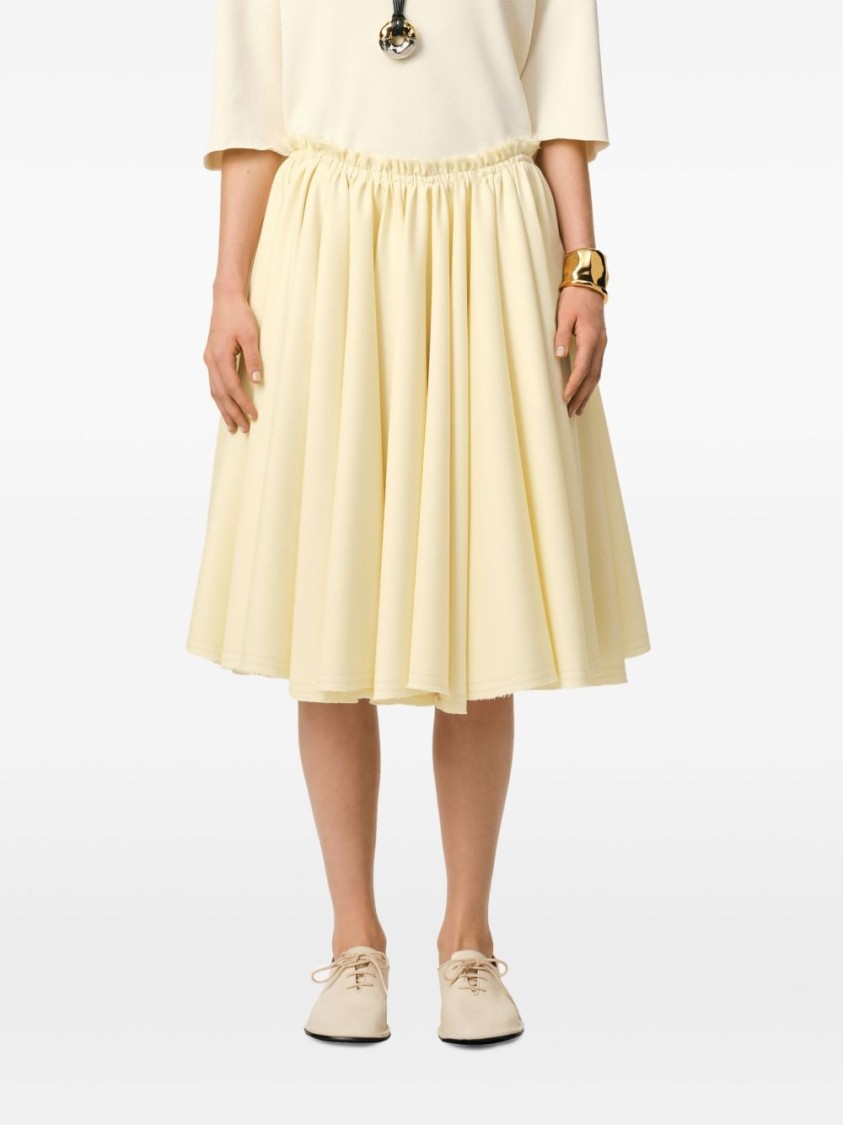 Ami Alexandre Mattiussi Ami Flowing Poppy Cream Wool Pleated Skirt In Multi