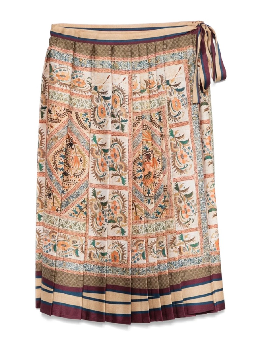 Pierre-louis Mascia Pleated Skirt With Floral And Geometric Patterns