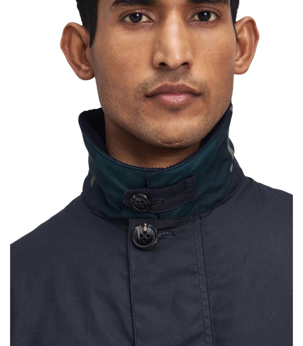Shop Barbour Mac Navy Blue Jacket In Black