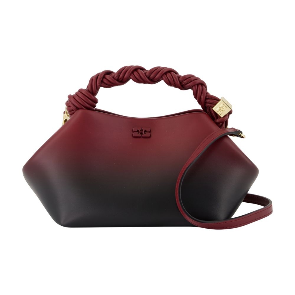 Ganni Bou Small Crossbody - Leather - Burgundy In Black