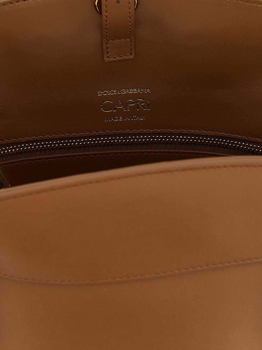Dolce & Gabbana Brown Shoulder Bag With Two Top Handles And Buckle Closure On The Front In Brown