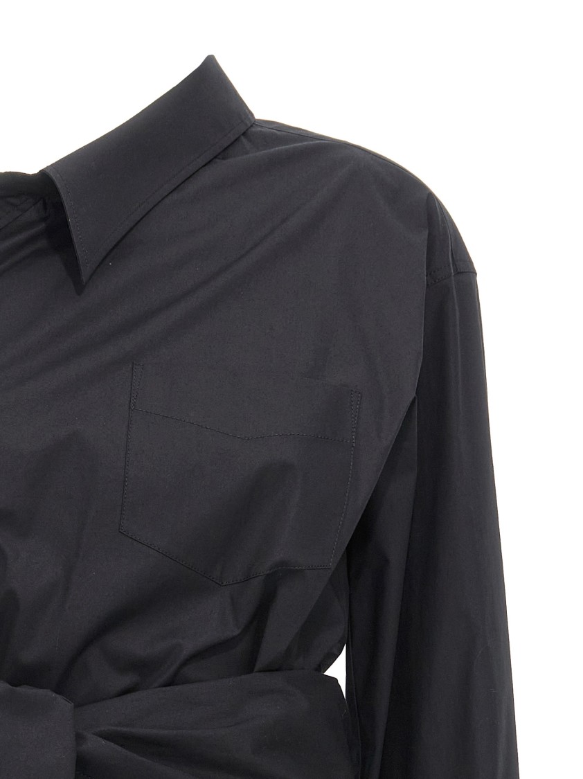 Moschino Asymmetric One-shoulder Shirt With Tailored Sash Detail In Black