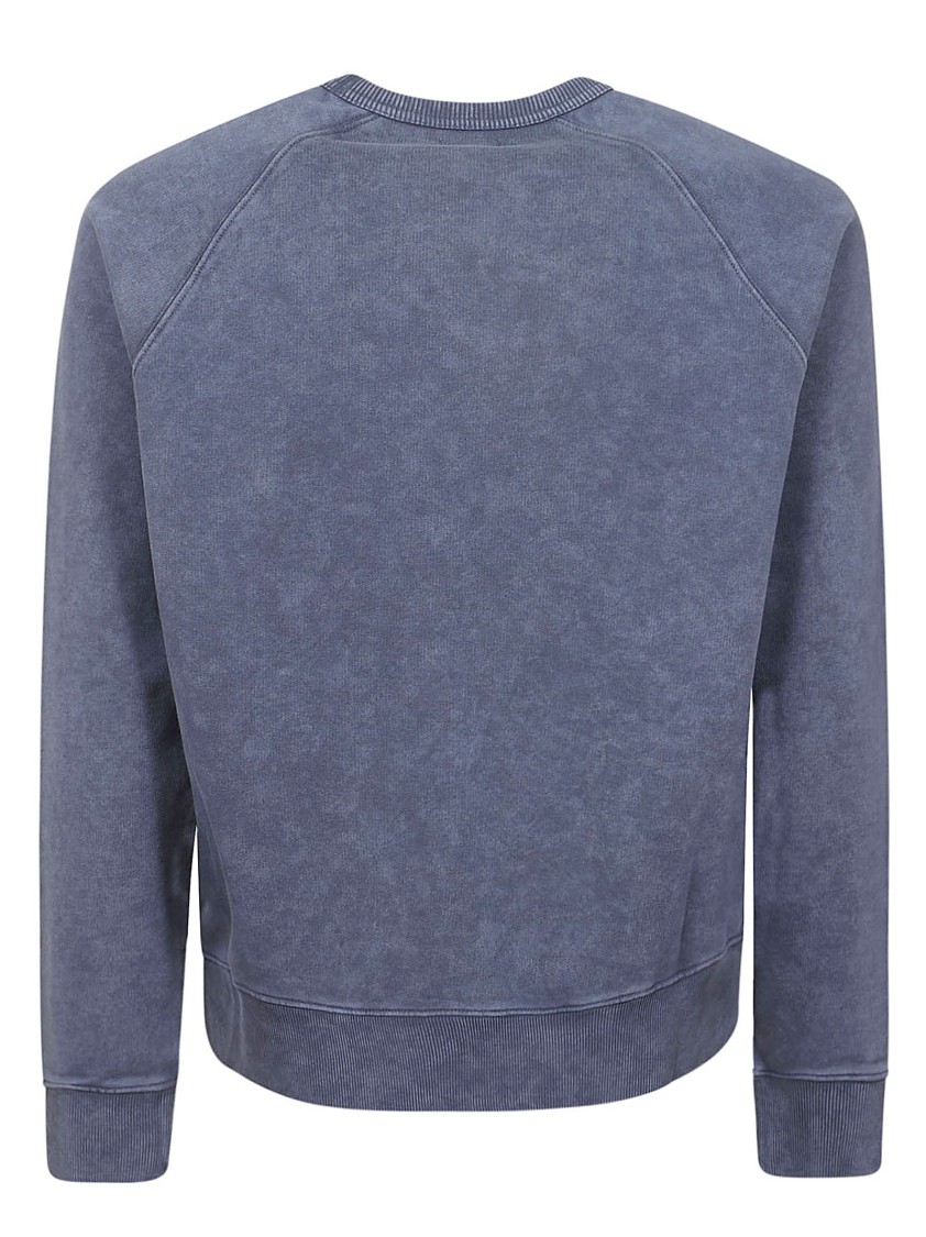 Fay Vintage Wash Crew Neck Sweatshirt With Chest Pocket In Gray