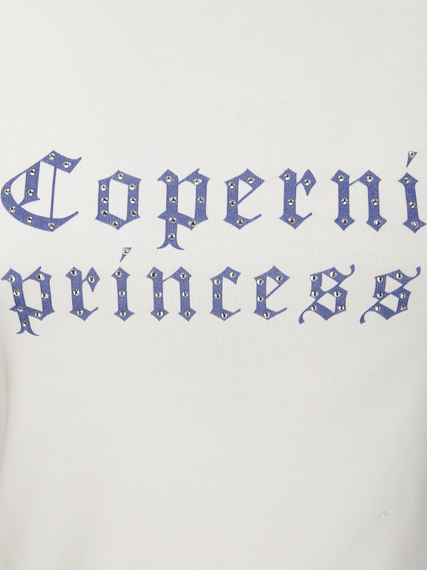 Coperni White Crewneck T-shirt With Maxi Print On The Front And Logo Print On The Rear In Cotton Woman