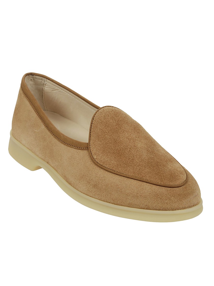 Baudoin & Lange Beige Suede Moccasin With Minimalistic Design