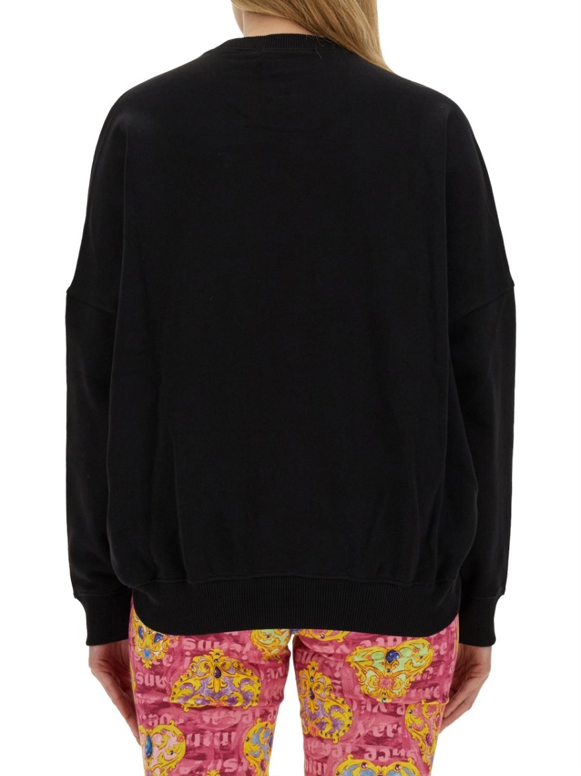 Versace Jeans Couture Cropped Fit Sweatshirt With Bold Logo Detail In Black
