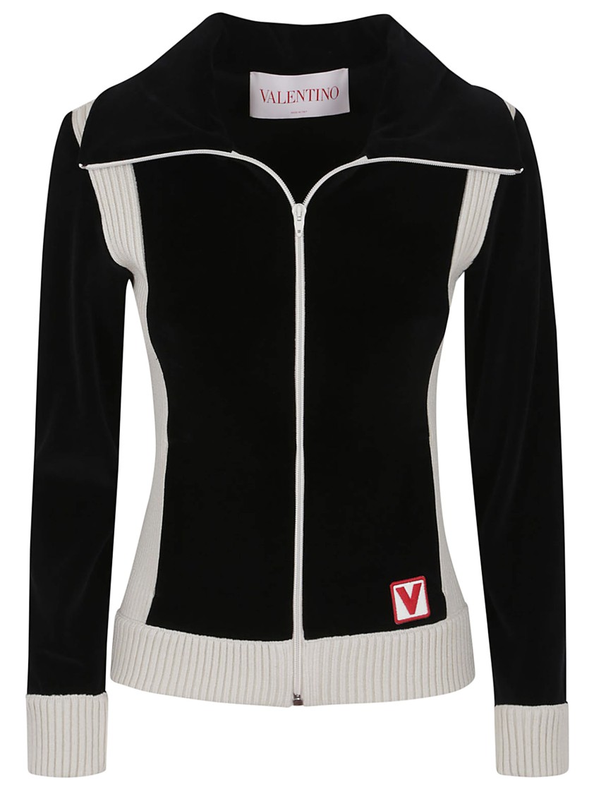 Valentino Velvet Track Jacket In Black