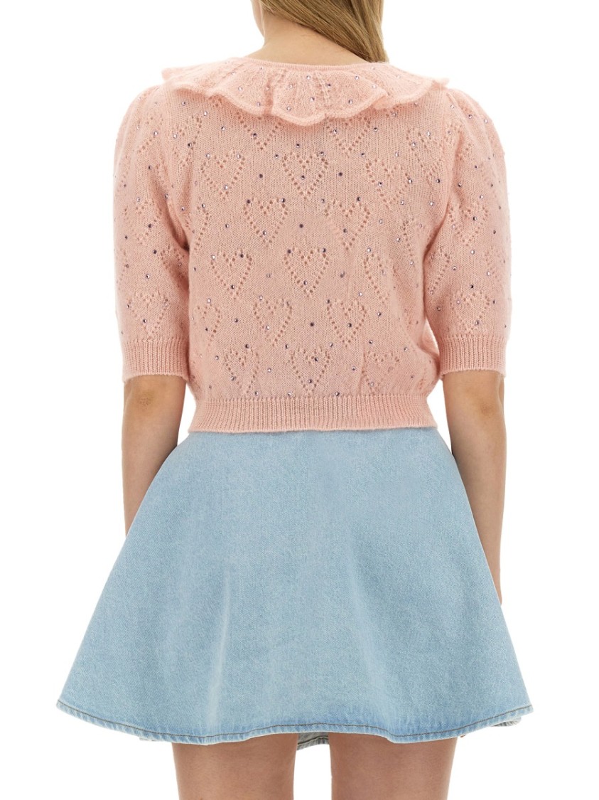Alessandra Rich Embellished Mohair-blend Cardigan In Pink