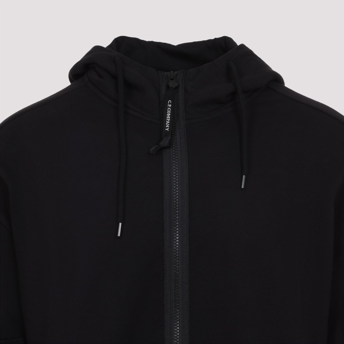 C.p. Company Relaxed Fit Black Zip-up Sweatshirt With Hood And Zippered Pockets In Black