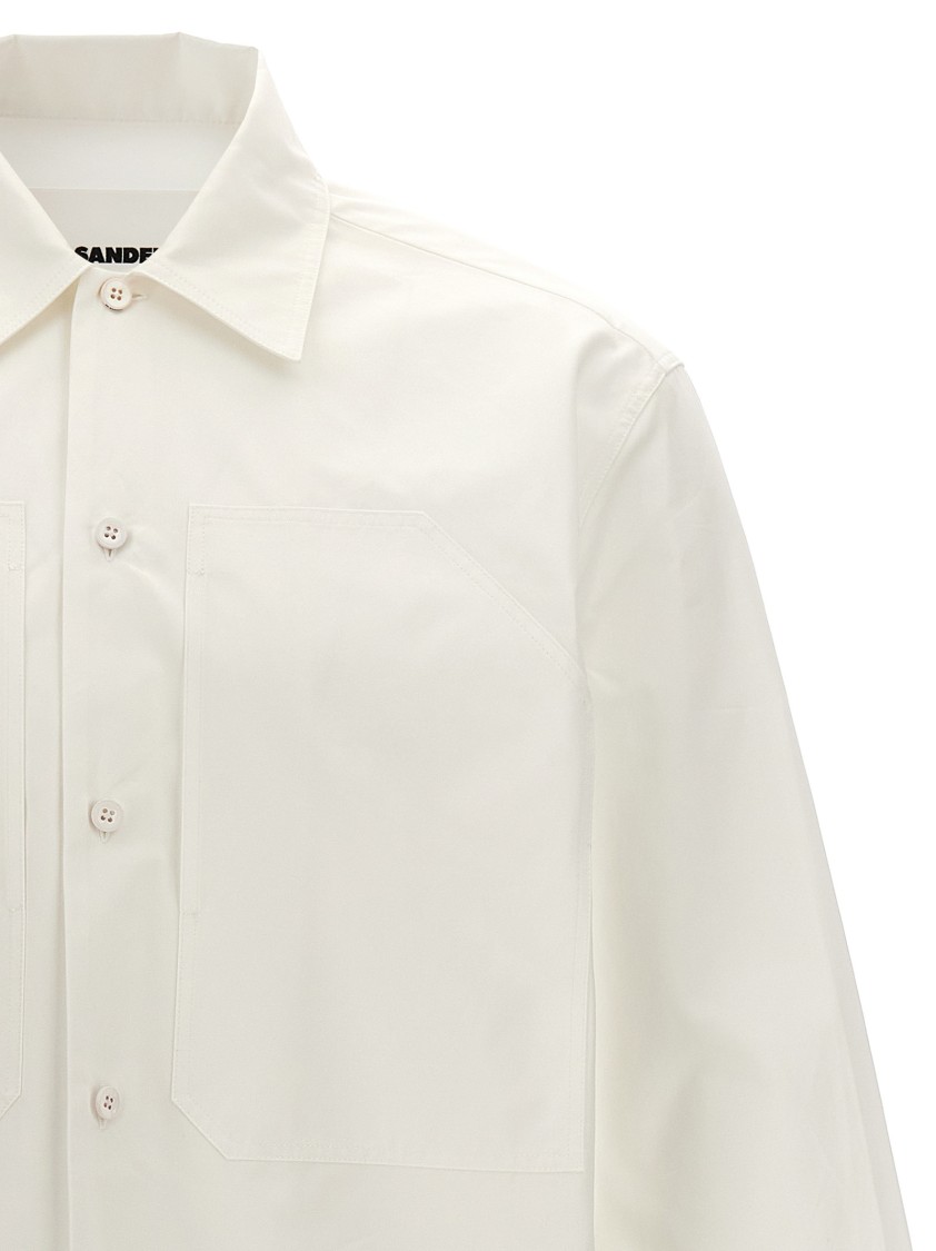 Jil Sander White Cotton Oversized Shirt In Red