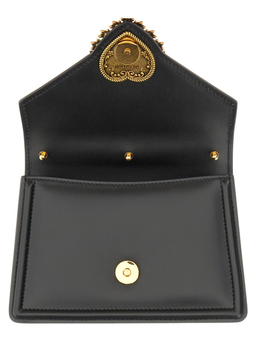 Dolce & Gabbana Small Devotion Molurus Python Skin Top Handle Bag In Black