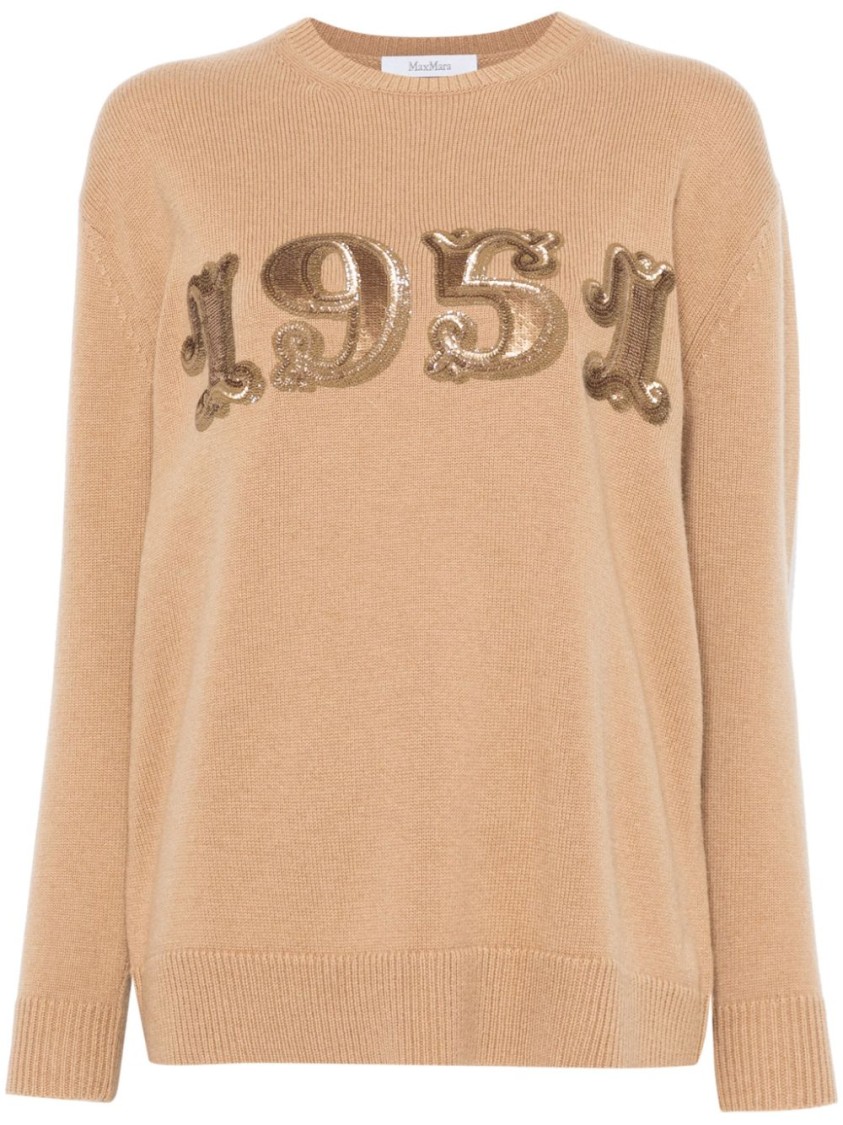 Max Mara Maxmara Women 1951 Sequin Embroidery Pullover In Brown