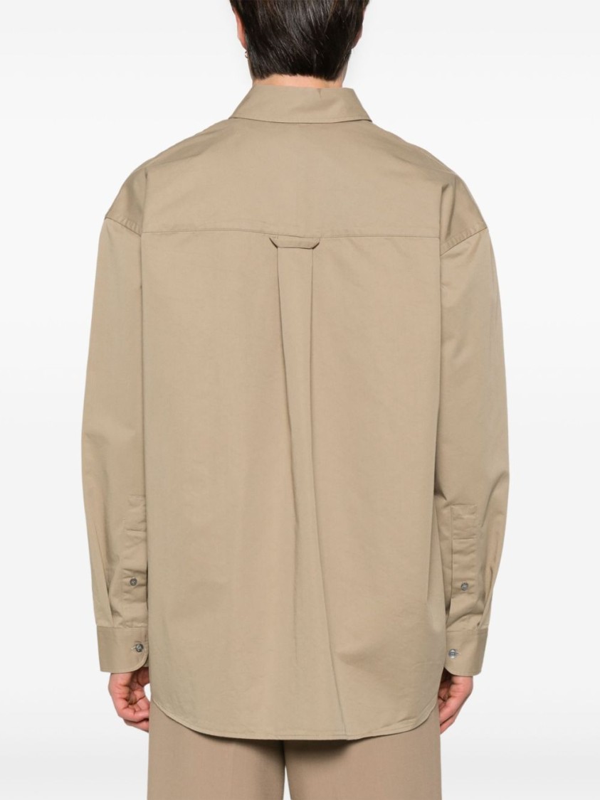 Studio Nicholson Collared Shirt With Long Sleeves And Back Yoke In Brown
