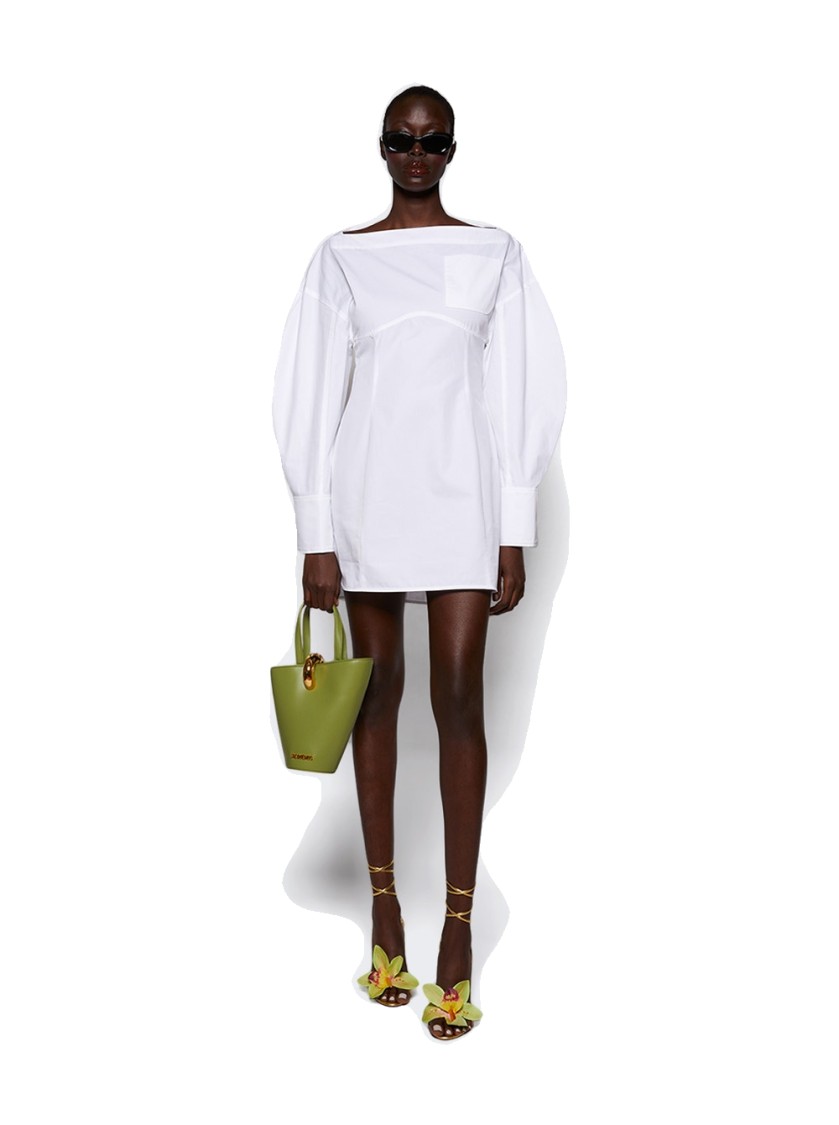 Jacquemus La Casaco Long Sleeve Cotton Shirtdress In White