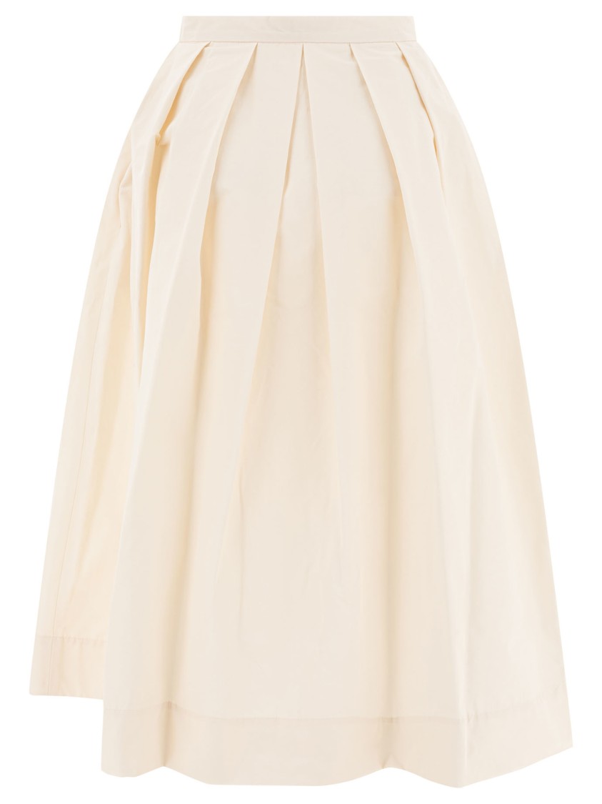 Sandbeige Pleated White Skirt With Comfortable Fit In Neutral