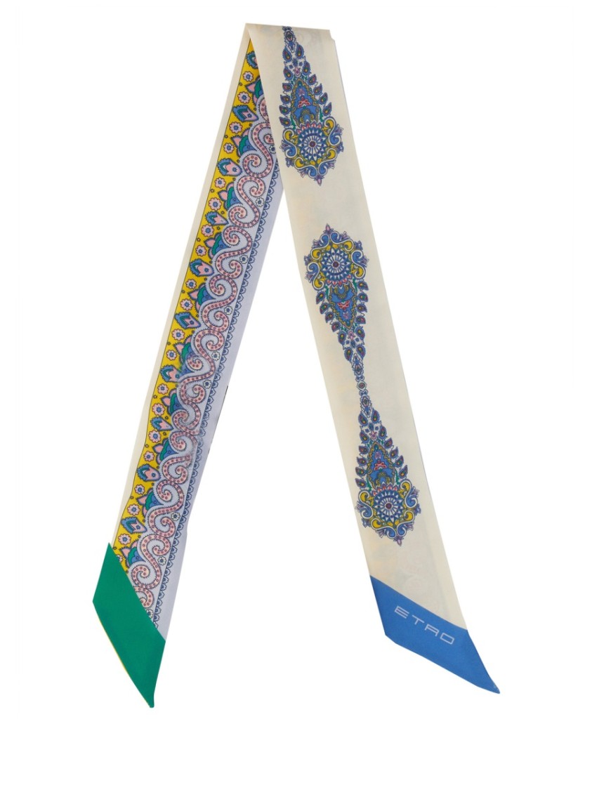Etro Silk Scarf With Paisley Print In Multicolor